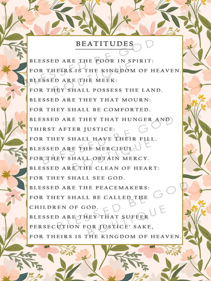 The Beatitudes Catholic Art 12x16 - Posters Prints & Visual Artwork