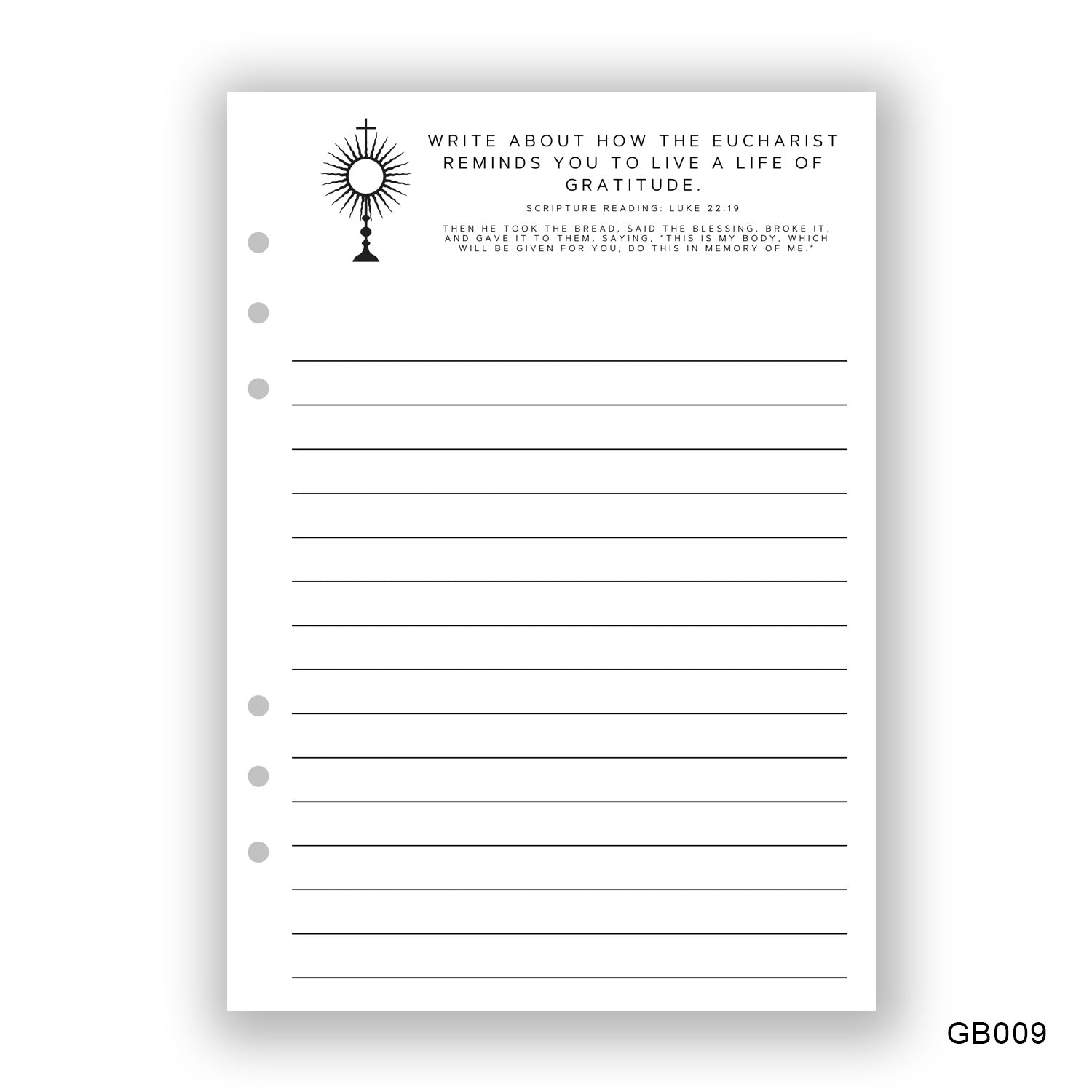The Eucharist Journaling Page - Paper products