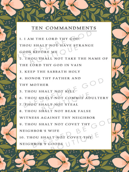 The Ten Commandments Catholic Art 12x16 - Posters Prints & Visual Artwork