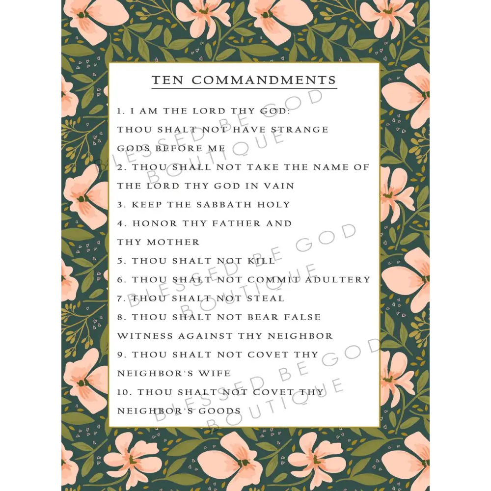 The Ten Commandments Catholic Art 12x16 - Posters Prints & Visual Artwork