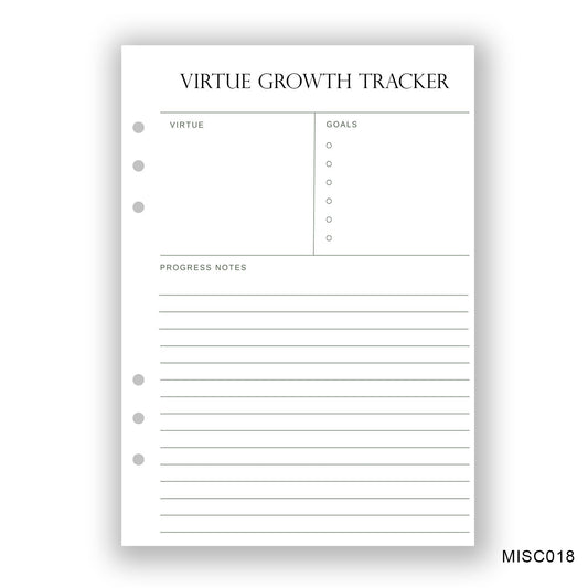 Virtue Growth Tracker Journaling Page - Paper products
