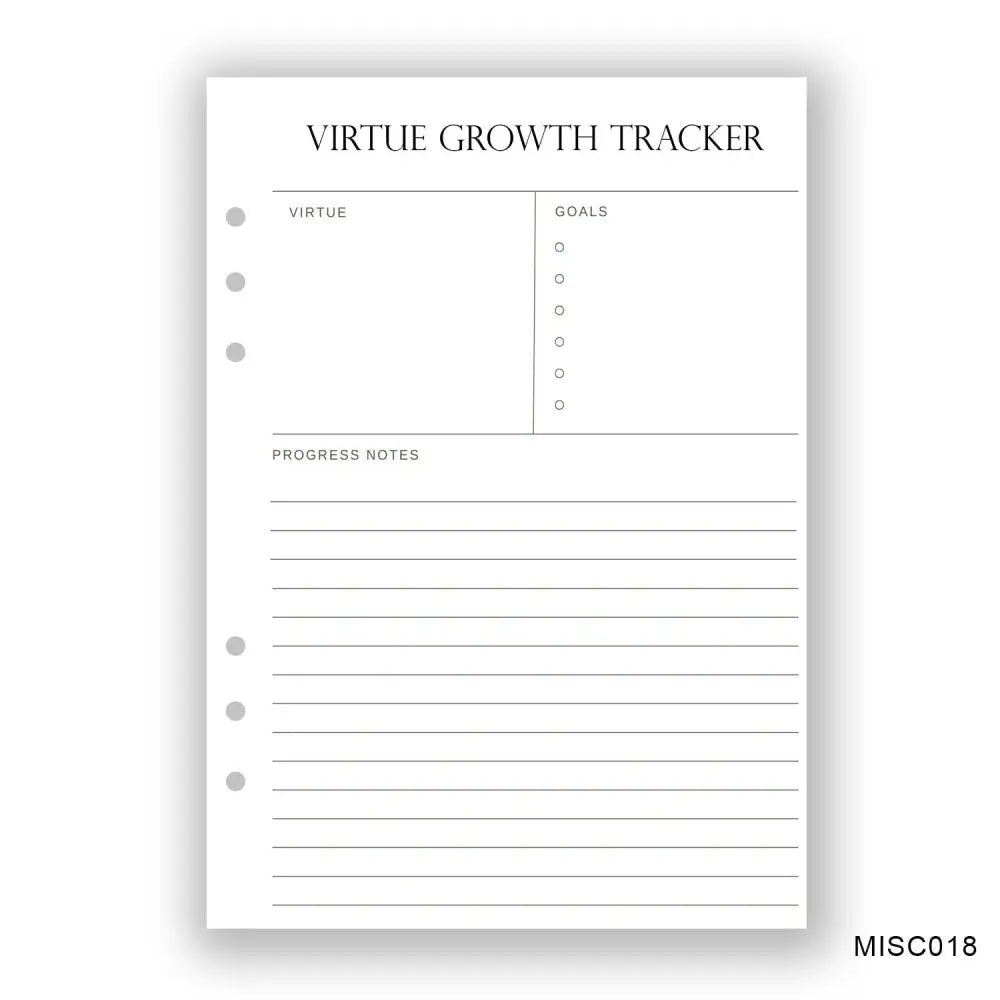Virtue Growth Tracker Journaling Page - Paper products