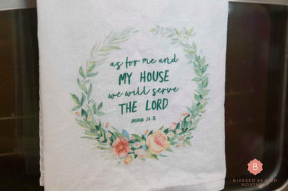We Will Serve the Lord Catholic Dish Towel - White / 28’’ × 28’’ - Home Decor