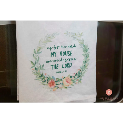 We Will Serve the Lord Catholic Dish Towel - White / 28’’ × 28’’ - Home Decor