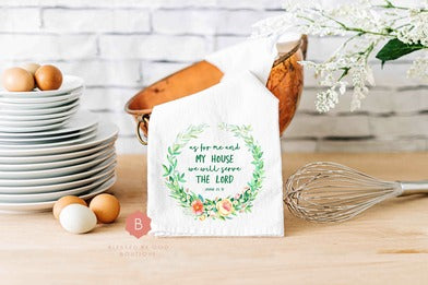 We Will Serve the Lord Catholic Dish Towel - White / 28’’ × 28’’ - Home Decor