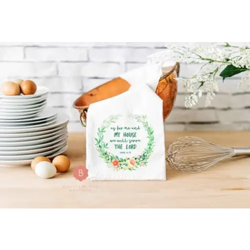 We Will Serve the Lord Catholic Dish Towel - White / 28’’ × 28’’ - Home Decor