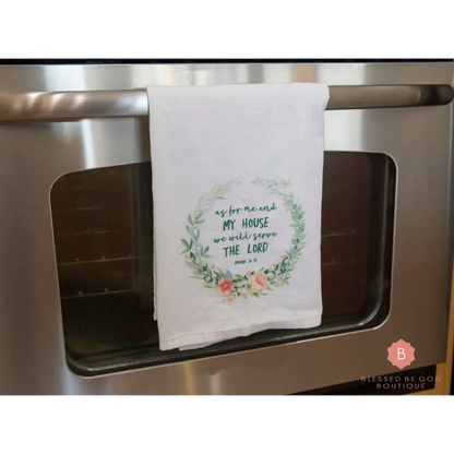 We Will Serve the Lord Catholic Dish Towel - White / 28’’ × 28’’ - Home Decor