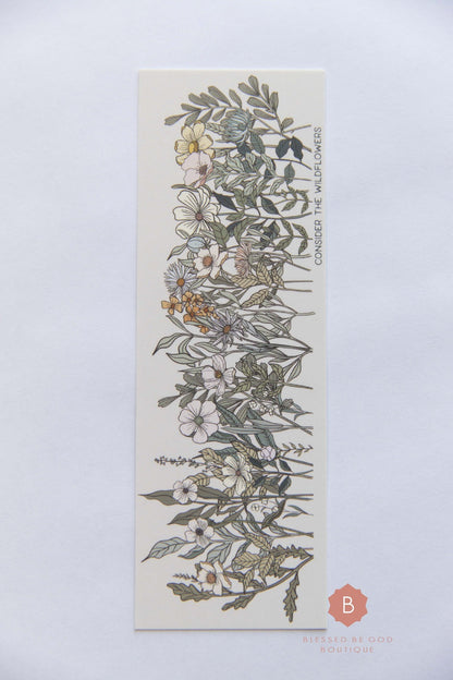 Wildflowers Bookmark Catholic Bookmark Luke 12 - Paper products