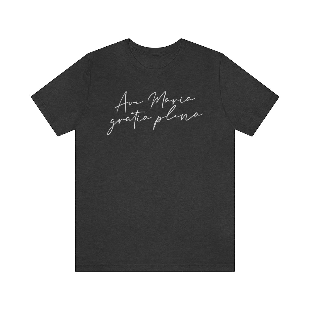 Ave Maria Catholic Women's tee, grey t-shirt