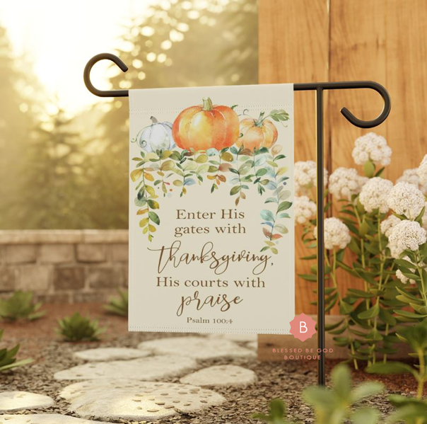 Thanksgiving Catholic Garden Flag