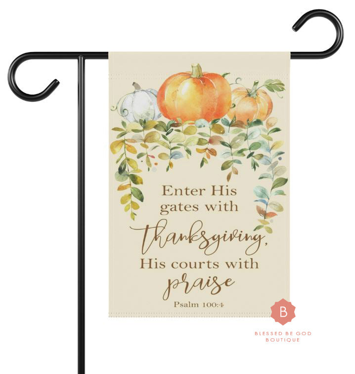 Thanksgiving Catholic Garden Flag