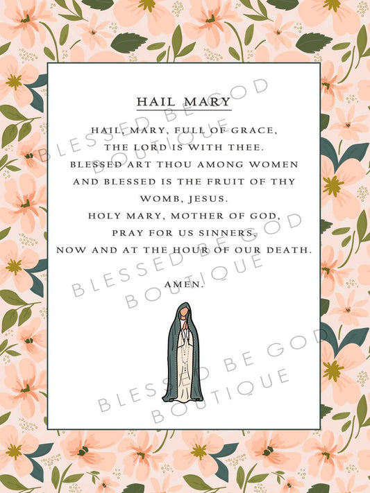 Hail Mary, Catholic Art, 12x16