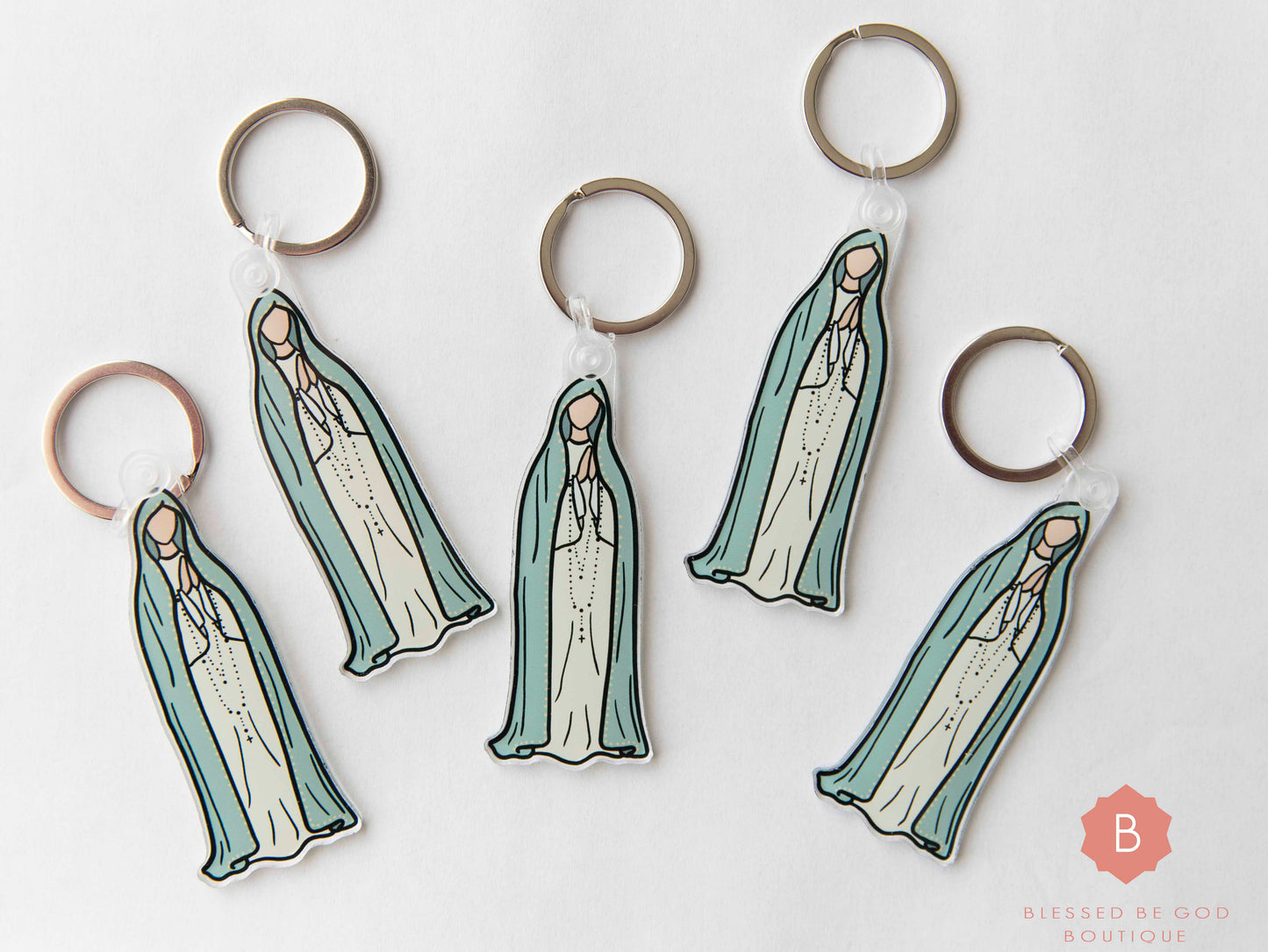 Our Lady of Fatima Keychain, acrylic