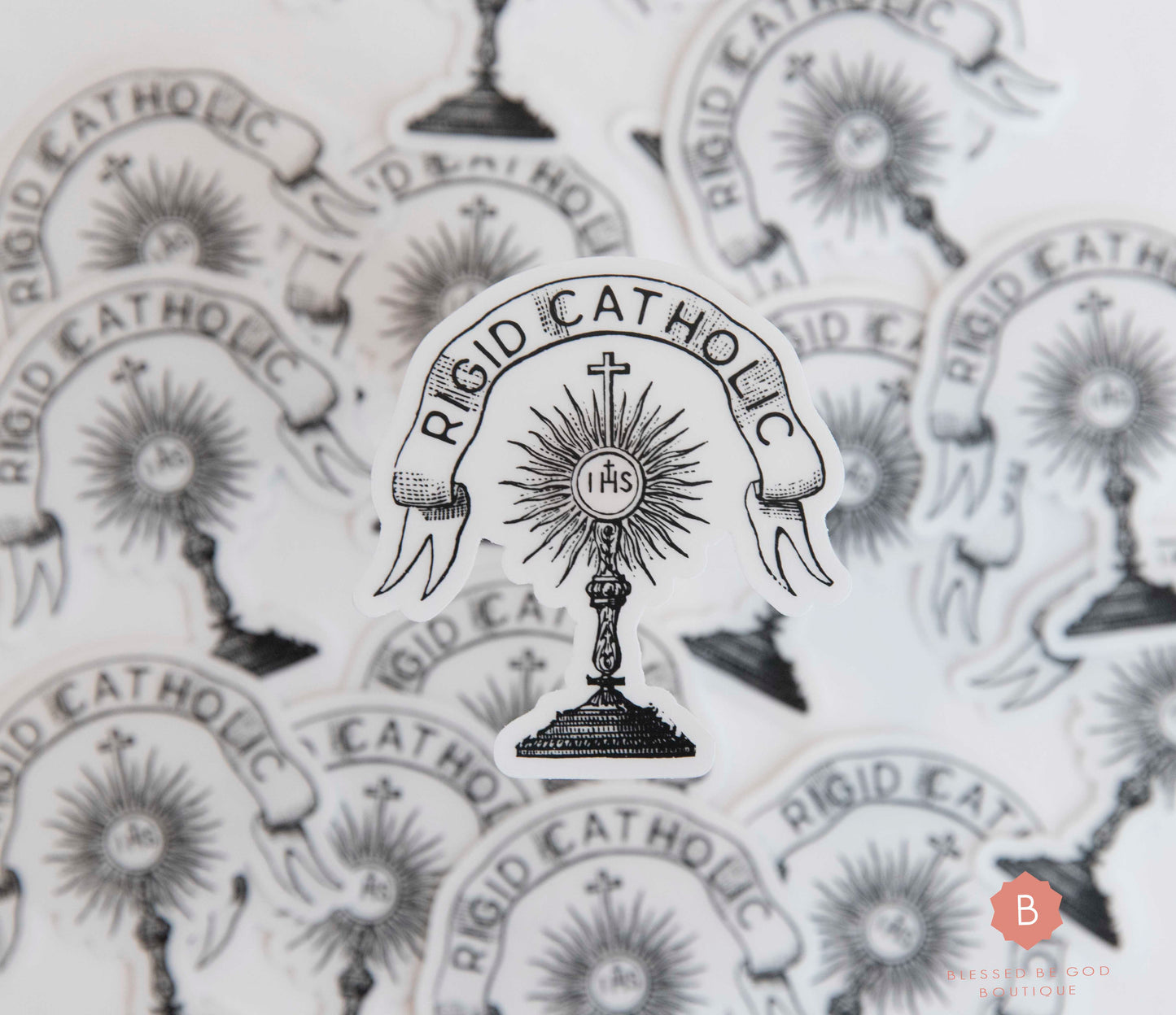 Rigid Catholic Sticker, Clear Vinyl