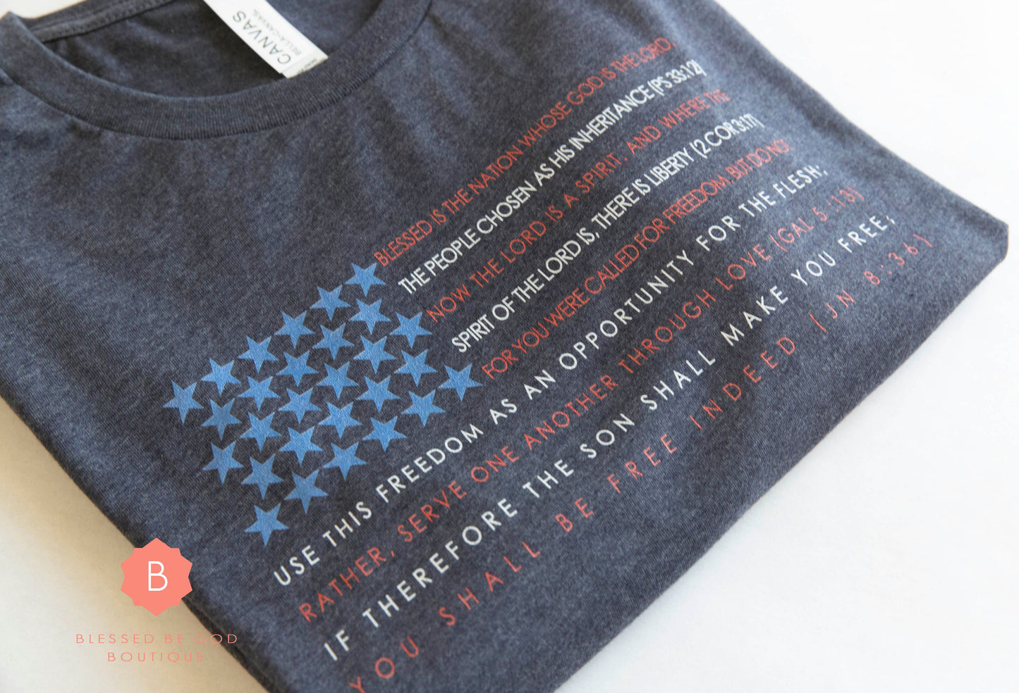 American Flag Catholic scripture t-shirt