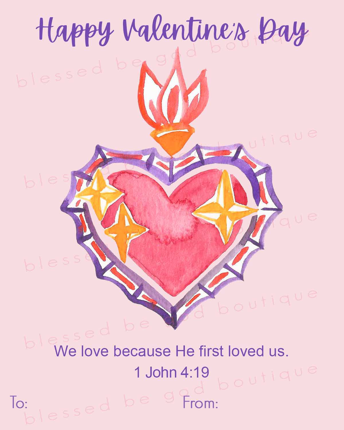 Catholic Valentine's Day Cards Printable, Children's exchange cards