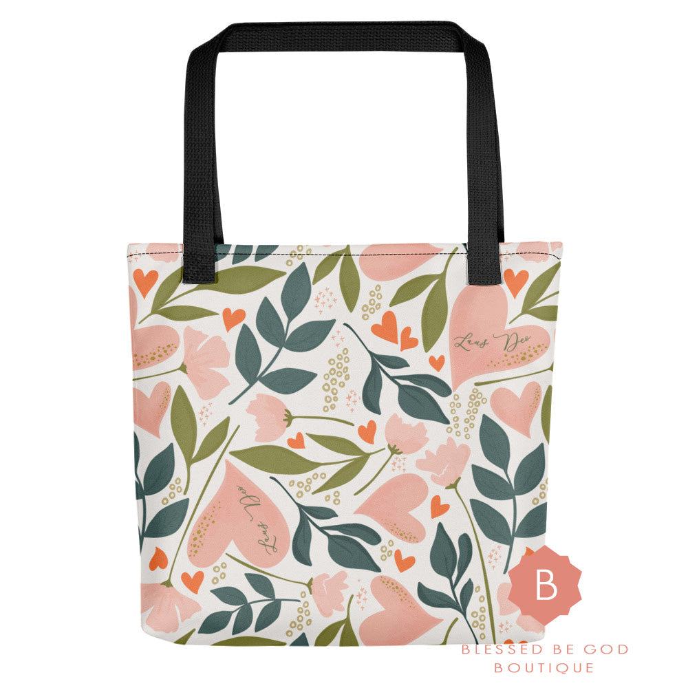 Laus Deo Tote Bag, Praise Be To God, Floral