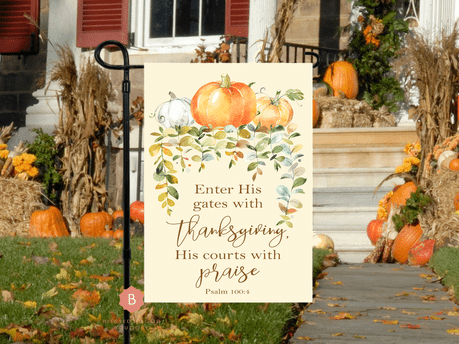 Thanksgiving Catholic Garden Flag